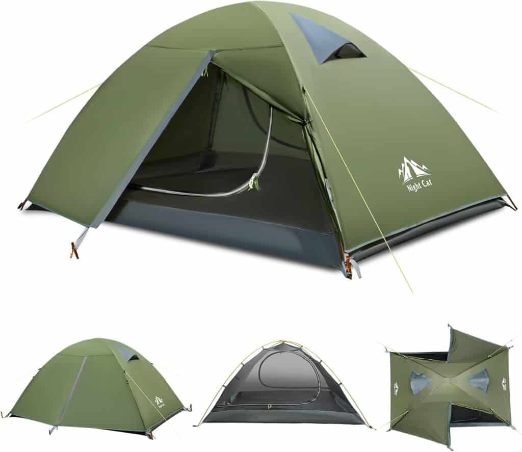 Lightweight portable camping tent for outdoor survival adventures.