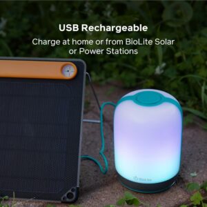 USB rechargeable portable light and solar power station for outdoor camping and emergency backup.