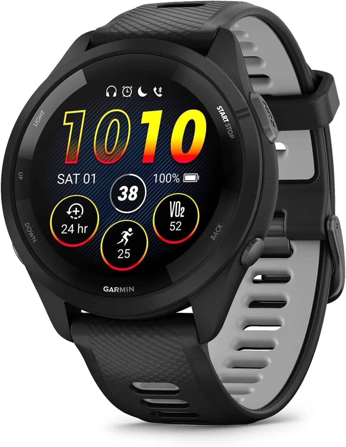 Digital sports watch with GPS and fitness tracking for outdoor activities.
