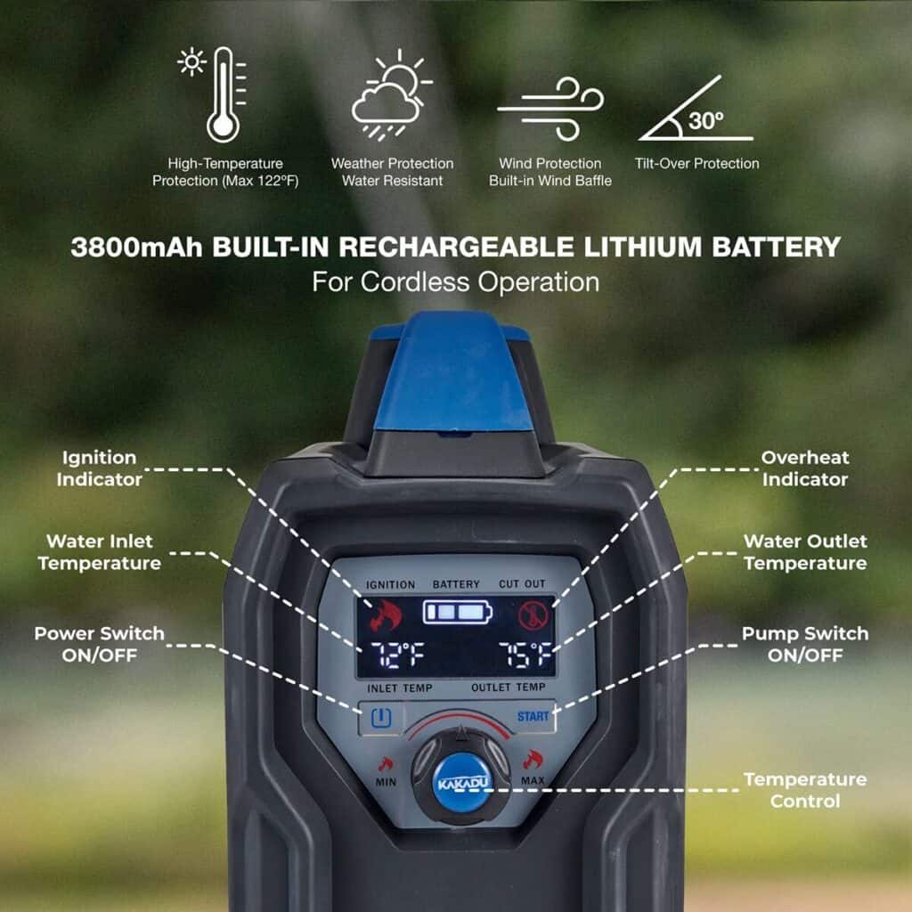 3800mAh rechargeable lithium battery-powered portable weather station with digital display, temperature and humidity measurement, ideal for outdoor survival and emergency preparedness.