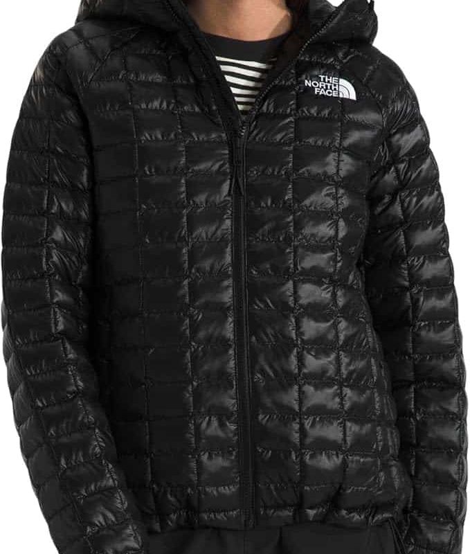 Lightweight black insulated outdoor jacket by The North Face for cold weather.
