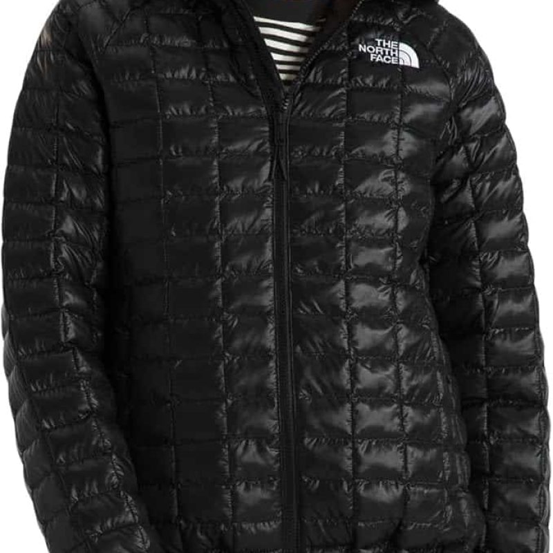 Lightweight black insulated outdoor jacket by The North Face for cold weather.